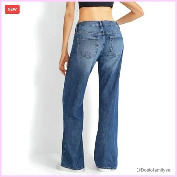 Low Rise Baggy Boyfriend Jeans Wide Leg Loose Fit Y2K Denim Pants